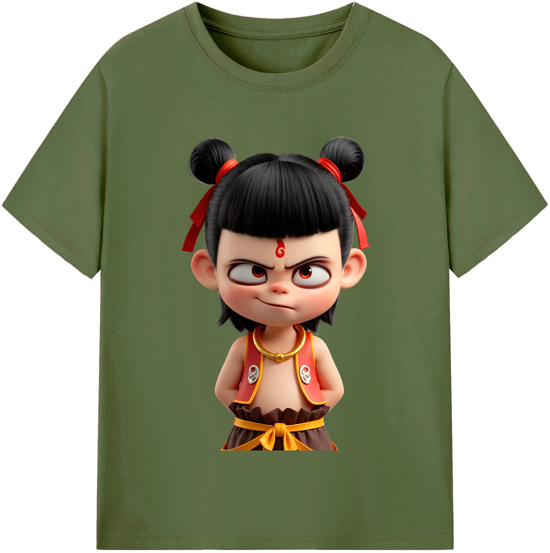 （画像用） Ne Zha 2 ナタ 魔童の大暴れ 綿100％半袖Tシャツ（フロントプリント）